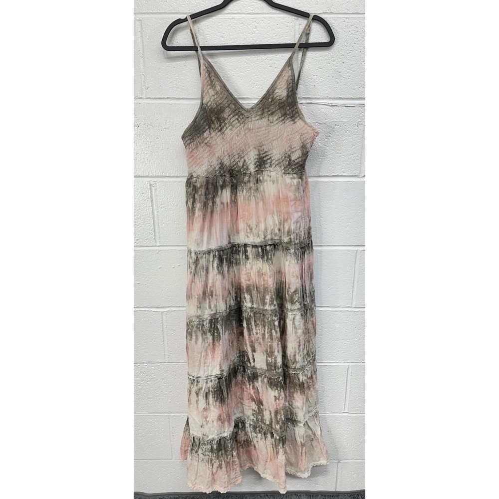 Just Cruising Pink and Gray Spaghetti Strap Tie Dye‎ Maxi Sundress / Women's XL